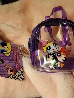 Cartoon Network Powerpuff Girls Clear Purple Mini Backpack Keychain